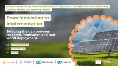 Upcoming SOLTRAIN+ Webinar Series: Advancing Renewable Heating and Cooling Knowledge, Skills and Opportunities in the SADC Region